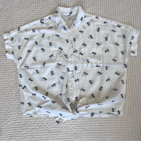 Madewell Short Sleeve Tie Front Shirt XS - Picture 1 of 6